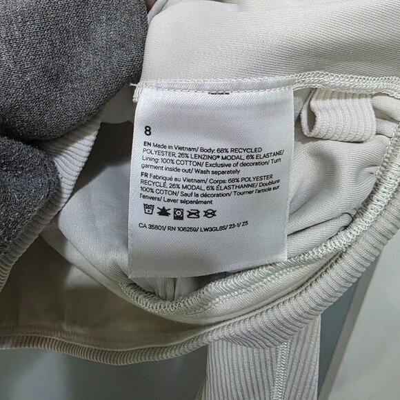 Lululemon Women’s Size 8 Cream Ribbed Bomber Jacket Cropped Zip-Up - Picture 6 of 9